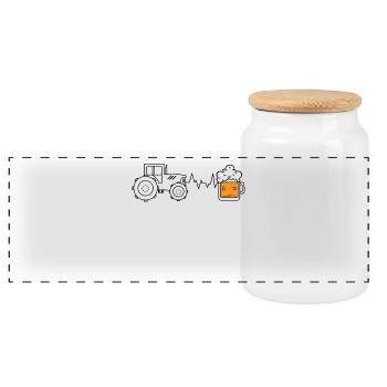 Motor Vehicle Tractor Commercial Vehicle Arable Farming Field - Panoramic Cookie Jar with Wooden Lid - white - Front