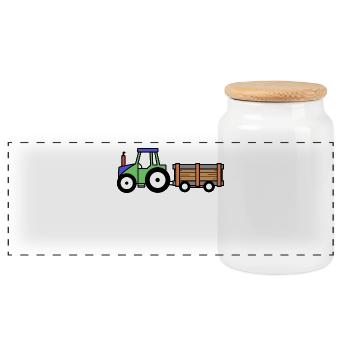 Agriculteur de plein champ Tracteur Ferme de machinerie agricole - Boîte à biscuits avec couvercle en bois - blanc - Devant