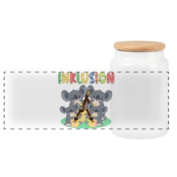 INKLUSION VIELFALT - GLEICHBERECHTIGUNG - FAMILIE - Panorama Keksdose mit Holzdeckel - Weiß - Vorne