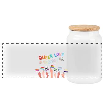 QueerLove is beautiful - Panoramic Cookie Jar with Wooden Lid - white - Front