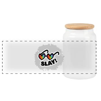 Lunettes de soleil cœur arc-en-ciel SLAY - Boîte à biscuits avec couvercle en bois - blanc - Devant