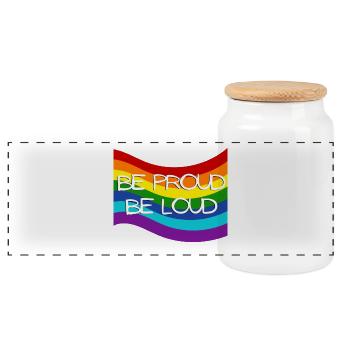 Stolz Laut Pride Flag Design - Panorama Keksdose mit Holzdeckel - Weiß - Vorne