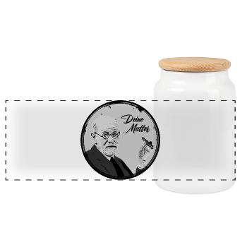 Your mother Freud - Panoramic Cookie Jar with Wooden Lid - white - Front