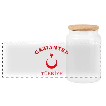 GAZIANTEP Turkey Türkei - Panorama Keksdose mit Holzdeckel - Weiß - Vorne
