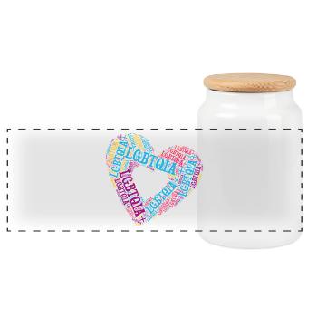 LGBTQIA+ Double Heart Word Cloud Gay Pride T-Shirt - Boîte à biscuits avec couvercle en bois - blanc - Devant