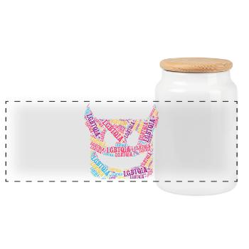 LGBTQIA+ T-Shirt Devil Word Cloud Gay Pride LGBT - Panorama Keksdose mit Holzdeckel - Weiß - Vorne