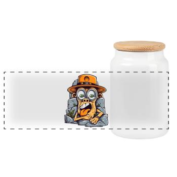 Singe d’art de rue expressif - Boîte à biscuits avec couvercle en bois - blanc - Devant