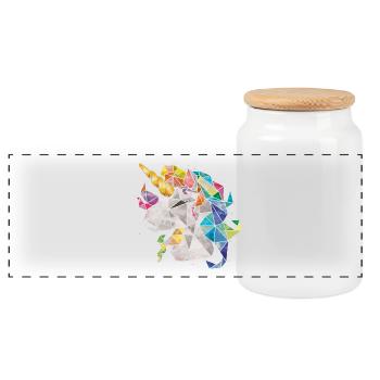 Licorne Arc-en-ciel Chibi Enfant - Boîte à biscuits avec couvercle en bois - blanc - Devant