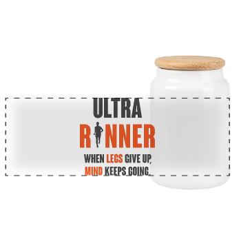 Ultra-Läufer. Wenn die Beine aufgeben, geht der Verstand weiter. - Panorama Keksdose mit Holzdeckel - Weiß - Vorne