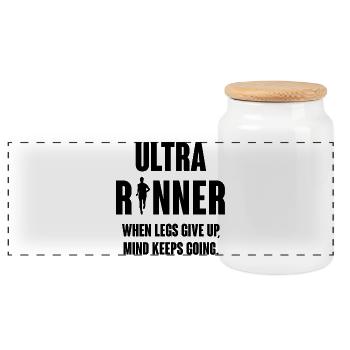 Ultra Runner. Lorsque les jambes abandonnent, l’ continue. - Boîte à biscuits avec couvercle en bois - blanc - Devant