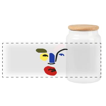 Fendȉ Face - Panoramic Cookie Jar with Wooden Lid - white - Front