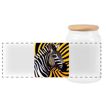 Zebra - Panorama Keksdose mit Holzdeckel - Weiß - Vorne
