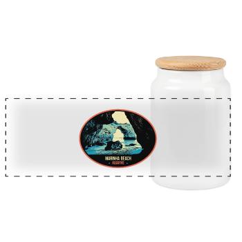 Sea cave in the Algarve explore the hidden beauty - Panoramic Cookie Jar with Wooden Lid - white - Front