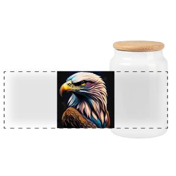 Eagle - Panoramic Cookie Jar with Wooden Lid - white - Front