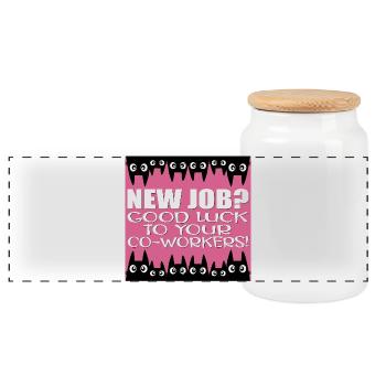 NOUVEL EMPLOI - CITATION D’ADIEU DRÔLE - COWORKERS - Boîte à biscuits avec couvercle en bois - blanc - Devant
