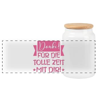 Abschiedsgeschenke - Tolle Zeit Sprüche - Panorama Keksdose mit Holzdeckel - Weiß - Vorne
