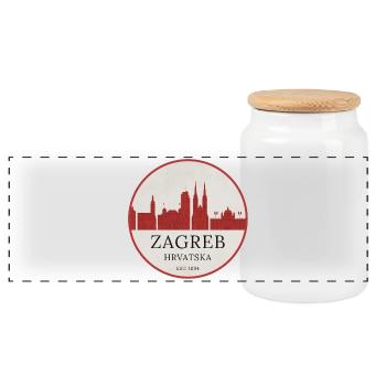 Emblème de la ligne d’horizon de Zagreb Croatie - Boîte à biscuits avec couvercle en bois - blanc - Devant