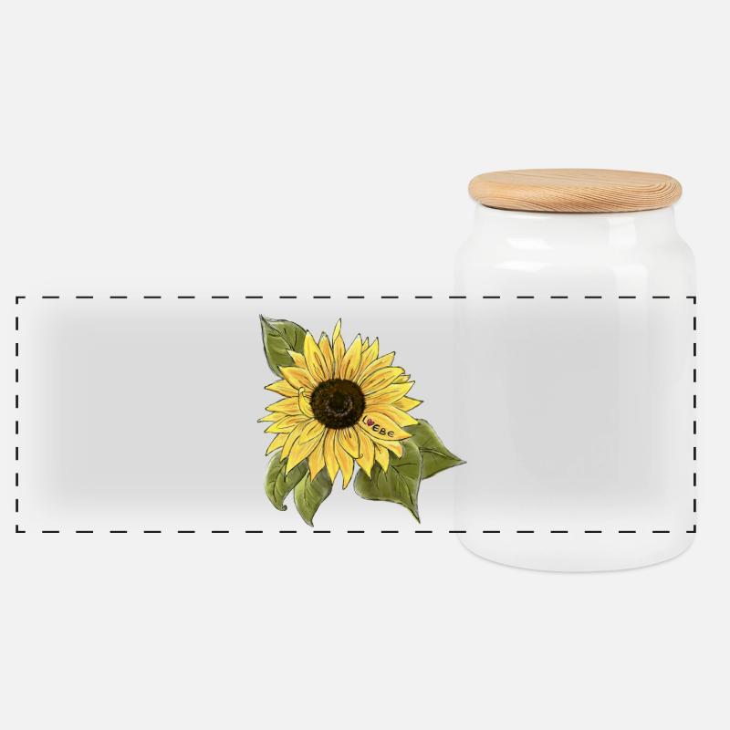 Sonnenblume 🌻 - Panorama Keksdose mit Holzdeckel - Weiß