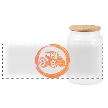 Agricultural Machinery Tractor Organic Farmer Vehicle Farm - Panoramic Cookie Jar with Wooden Lid - white - Front