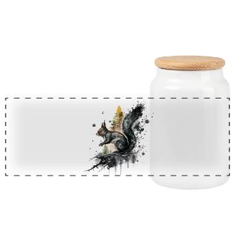 Art animalier avec effet aquarelle - Boîte à biscuits avec couvercle en bois - blanc - Devant