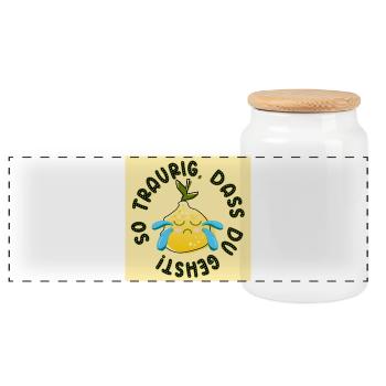 Abschiedsgeschenke - Traurig Sein Sprüche ZITRONE - Panorama Keksdose mit Holzdeckel - Weiß - Vorne