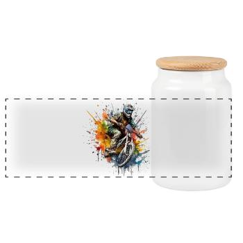 Mountain bikers - Panoramic Cookie Jar with Wooden Lid - white - Front