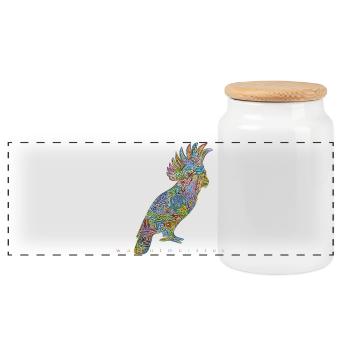 Oiseau de la forêt tropicale - Boîte à biscuits avec couvercle en bois - blanc - Devant