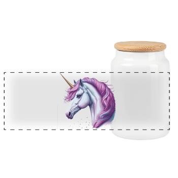 Licorne - Boîte à biscuits avec couvercle en bois - blanc - Devant