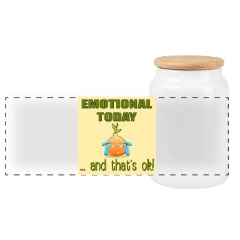 Emotional Today Quote - FEELINGS - Orange - Panoramic Cookie Jar with Wooden Lid - white - Front
