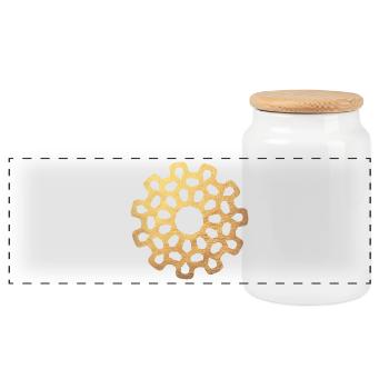 Sonne Gold Ornament Yoga Meditation Konzentration - Panorama Keksdose mit Holzdeckel - Weiß - Vorne