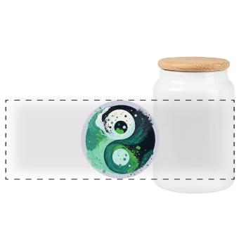 Yin Yang - Panoramic Cookie Jar with Wooden Lid - white - Front
