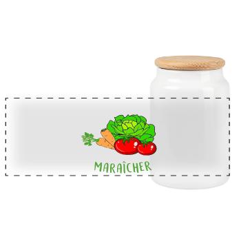 Maraicher - Boîte à biscuits avec couvercle en bois - blanc - Devant