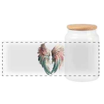 Ailes pastel éthérées légères - Boîte à biscuits avec couvercle en bois - blanc - Devant