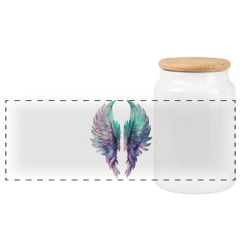 Ailes Pastel Irisées - Boîte à biscuits avec couvercle en bois - blanc - Devant