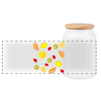 Assortment of fresh fruit - Panoramic Cookie Jar with Wooden Lid - white - Front
