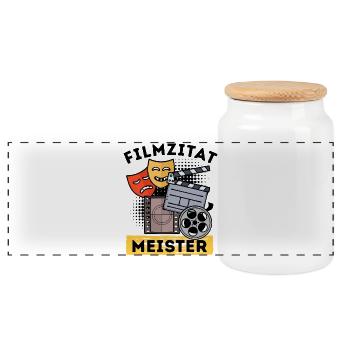 Movies Statement Cinema Night Movie Watch Movies - Panoramic Cookie Jar with Wooden Lid - white - Front