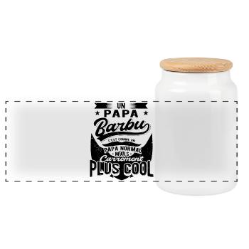 Je suis un papa barbu - Boîte à biscuits avec couvercle en bois - blanc - Devant
