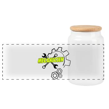Mécanicien - Boîte à biscuits avec couvercle en bois - blanc - Devant