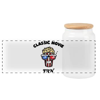 Movie Night Filme Movies Statement Popcorn Serien - Panorama Keksdose mit Holzdeckel - Weiß - Vorne