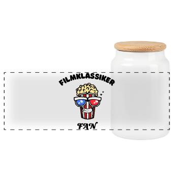 Popcorn Movies Statement Filme Filmabend Kino - Panorama Keksdose mit Holzdeckel - Weiß - Vorne