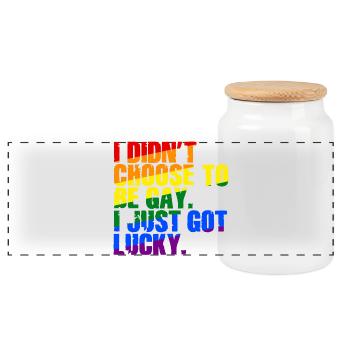 Gay Humor Gay Saying Funny Rainbow Flag - Panoramic Cookie Jar with Wooden Lid - white - Front