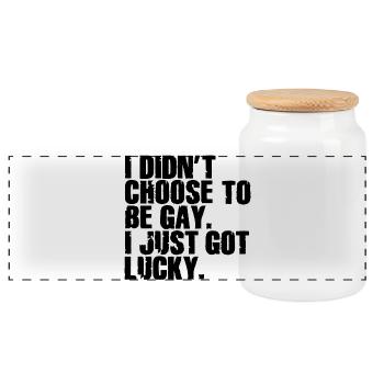 Gay Humor Gay Saying Funny Rainbow Flag - Panoramic Cookie Jar with Wooden Lid - white - Front