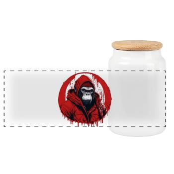 Gorilla Street Style - Boîte à biscuits avec couvercle en bois - blanc - Devant