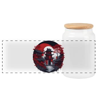 China Town - Panoramic Cookie Jar with Wooden Lid - white - Front