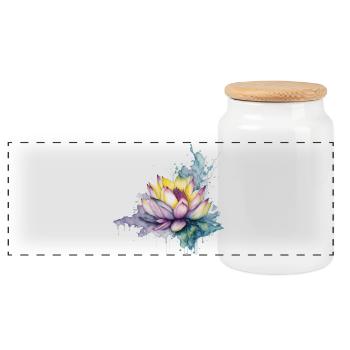 Lotus - Boîte à biscuits avec couvercle en bois - blanc - Devant