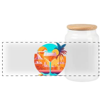 80s Cocktail - Panoramic Cookie Jar with Wooden Lid - white - Front