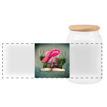 Fée mignonne avec champignon fantastique - Boîte à biscuits avec couvercle en bois - blanc - Devant