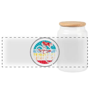 Mountain bicycle - Panoramic Cookie Jar with Wooden Lid - white - Front