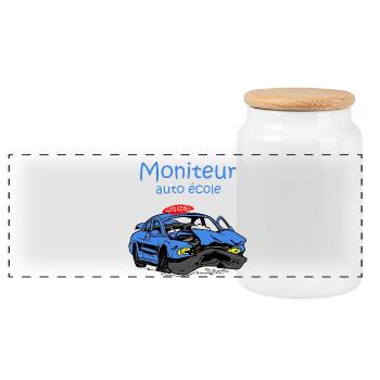 Moniteur auto-école - Boîte à biscuits avec couvercle en bois - blanc - Devant