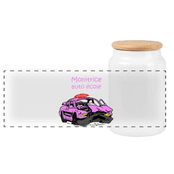 Monitrice auto-école - Boîte à biscuits avec couvercle en bois - blanc - Devant